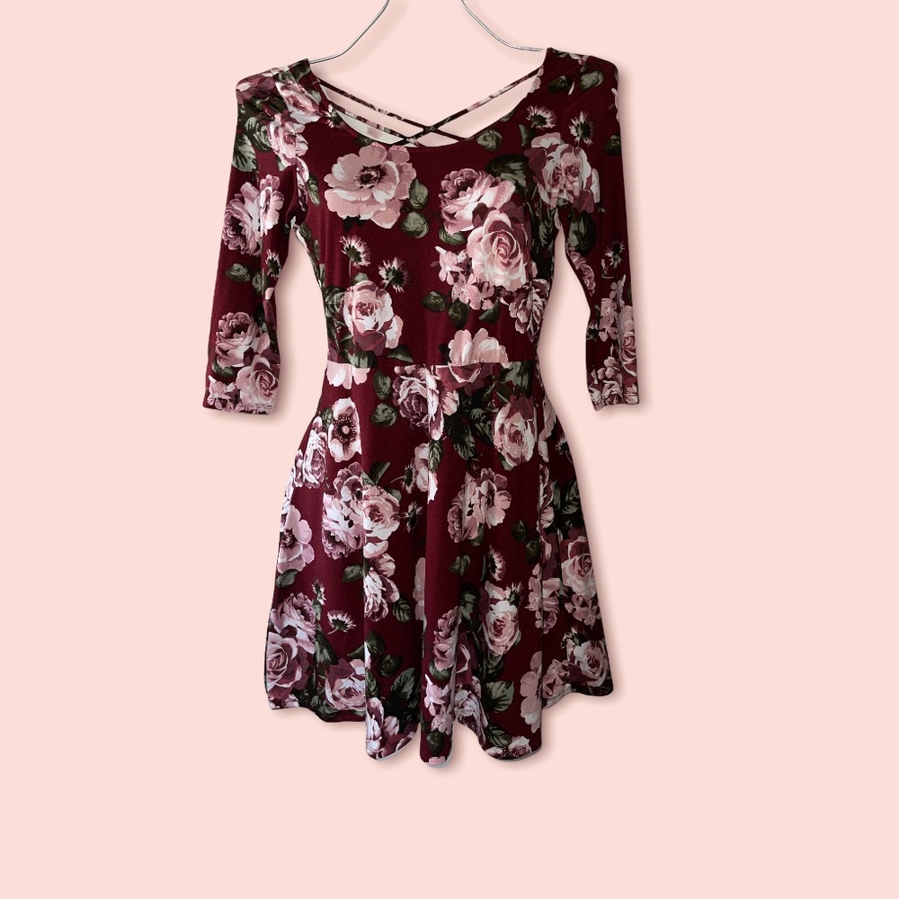 Maroon Floral Dress